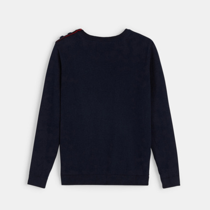 Avis Pull col rond uni bleu garçon OKAIDI 2