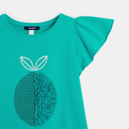 Avis T-shirt motif tulle et sequins fruit vert fille OKAIDI 2