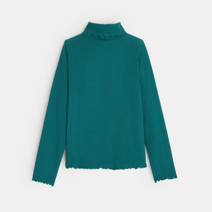 Avis T-shirt col roulé côtelé uni vert fille OKAIDI 2
