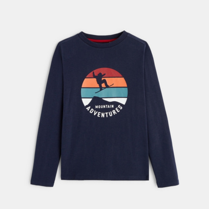 Avis T-shirt manches longues Mountain Adventures bleu garçon OKAIDI 1