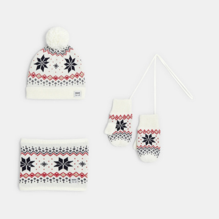 Avis Ensemble bonnet + moufles + snood blanche fille OKAIDI 1