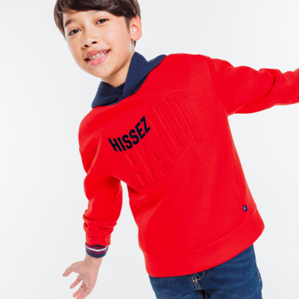 Avis Sweat-shirt à capuche à message "Hissez Haut" rouge garçon OKAIDI 1