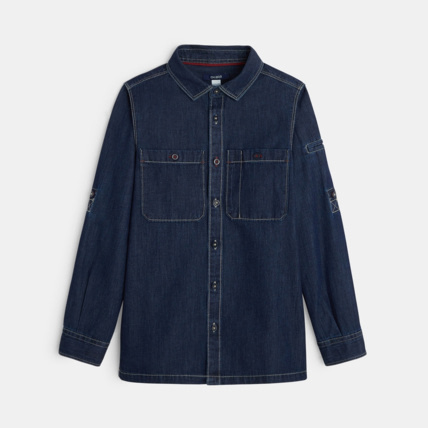 Avis Chemise manches longues en jean brut bleue garçon OKAIDI 2