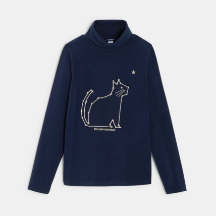 Avis T-shirt brodé à col montant bleu fille OKAIDI 1