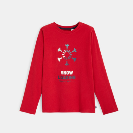 Avis T-shirt manches longues motif flocon rouge garçon OKAIDI 2