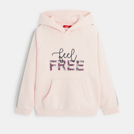 Avis Sweat-shirt manches longues à capuche rose fille OKAIDI 1