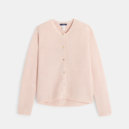 Avis Gilet boutonné à côtes Ottoman rose fille OKAIDI 1