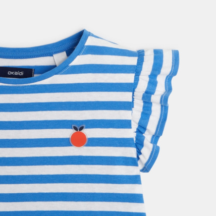 Avis T-shirt rayé à manches volantées bleu fille OKAIDI 2
