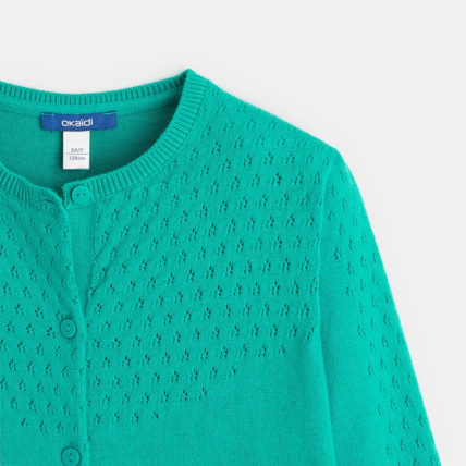Avis Gilet tricot effet pointelle vert fille OKAIDI 3