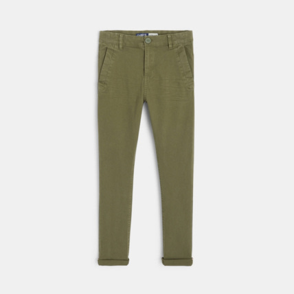 Avis Pantalon chino en twill de coton uni vert garçon OKAIDI 2