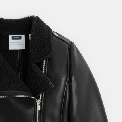 Avis Blouson zippé en faux cuir doublé noir fille OKAIDI 3