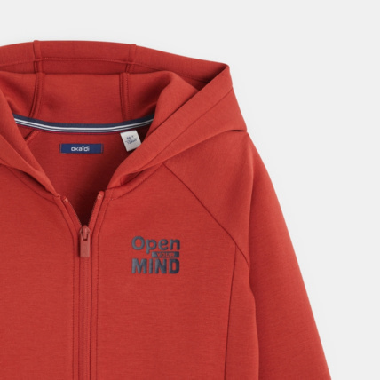 Avis Sweat zippé à capuche "Open your mind" rouge garçon OKAIDI 2