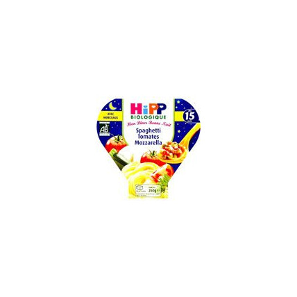 Avis Menu Bonne nuit Spaghetti Tomates Mozzarella - Assiette 230g - 12 mois HIPP 1