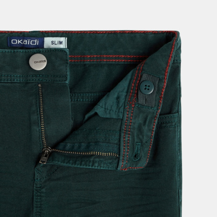 Avis Pantalon slim en toile bi-stretch vert garçon OKAIDI 4