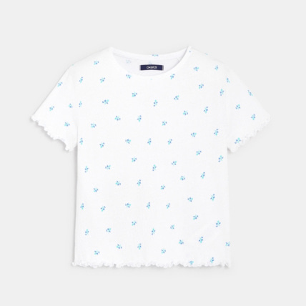 Avis T-shirt à bords ondulés bleu fille OKAIDI 1