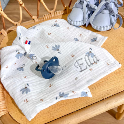 Avis Doudou lange attache tétine en gaze de coton, Bleuet Sevira Kids 2
