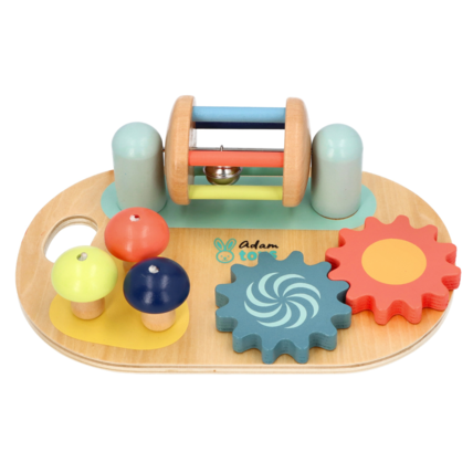 Avis Mini tableau d'activités Montessori busy board en bois pour bébé JOY  AdamToys 1
