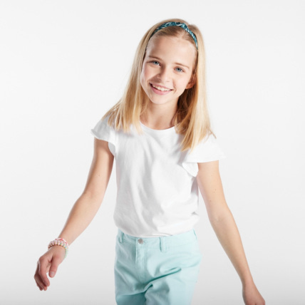 Avis T-shirt à manches courtes volantées blanc fille OKAIDI 1