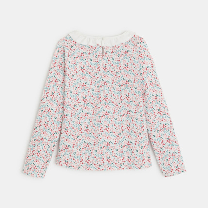 Avis T-shirt imprimé à col Claudine volonté rose fille OKAIDI 4
