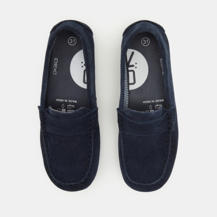 Avis Mocassins croûte de cuir uni bleu garçon OKAIDI 3
