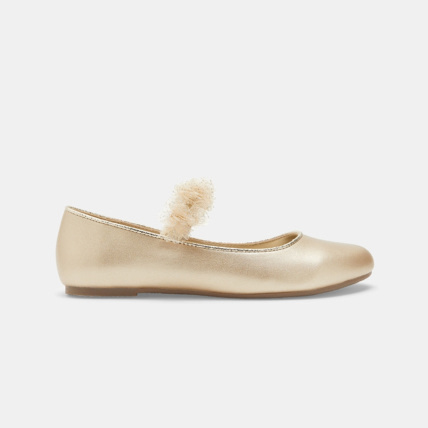 Avis Ballerine métallisée doré à bride tulle jaunes fille OKAIDI 1
