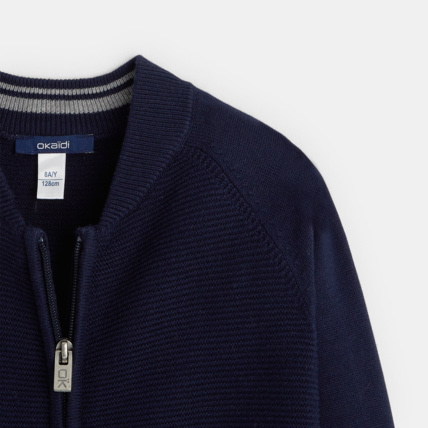 Avis Gilet teddy zippé en maille fine bleu garçon OKAIDI 3