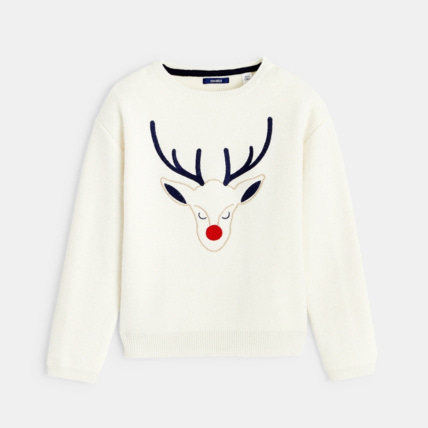 Avis Pull de Noël col rond blanc fille OKAIDI 2