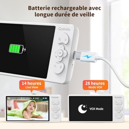 Avis Babyphone Vidéo 5.5" LCD Codnida 2