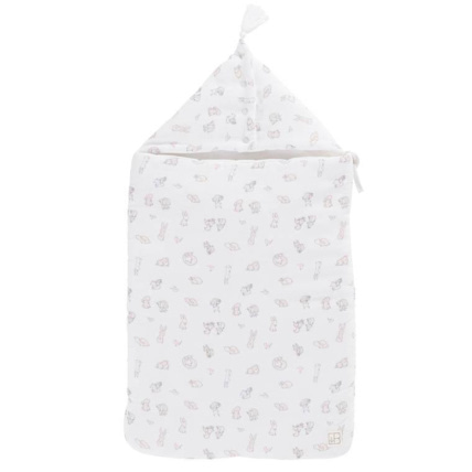Avis Nid d'ange coton biologique imprimé animaux Imagine  CARRE BLANC 1