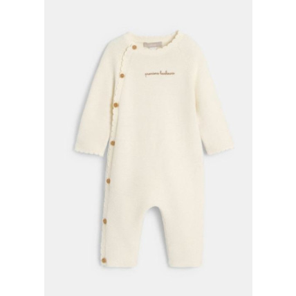 Combinaison Tricotée Bébé Motif Hérisson - Manches Longues, Boutonnage, Tailles 59 à 86, 100% Acrylique