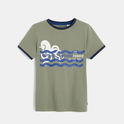 Avis T-shirt coton bio à motif marin vert garçon OKAIDI 1
