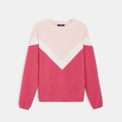 Avis Pull col rond en tricot rose fille OKAIDI 1