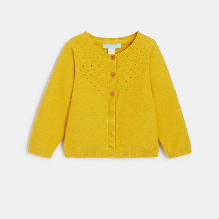 Avis Gilet maille tricot effet pointelle jaune OBAÏBI 1