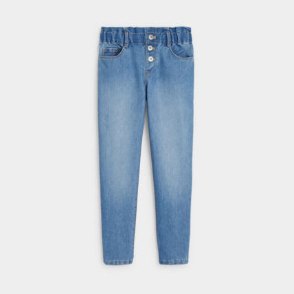 Avis Jean mom paper bag délavé bleu fille OKAIDI 1