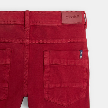 Avis Pantalon skinny en toile bi-stretch rouge garçon OKAIDI 4
