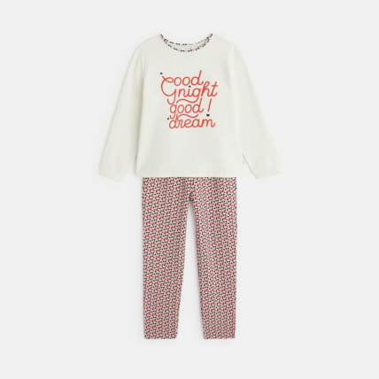 Avis Pyjama 2 pièces à message "Good night, good dream" rouge fille OKAIDI 1