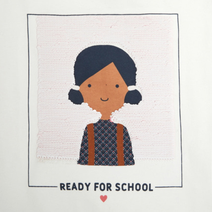 Avis T-shirt à message "Ready for school" rose fille OKAIDI 3