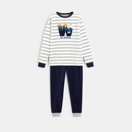 Avis Pyjama 2 pièces en velours éponge rayé gris garçon OKAIDI 1