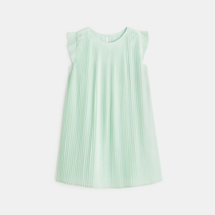 Avis Robe unie plissée et pailletée verte fille OKAIDI 1