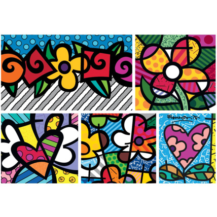Avis Puzzle Romero Britto - Collage: Hearts and Flowers BLUEBIRD PUZZLE 1