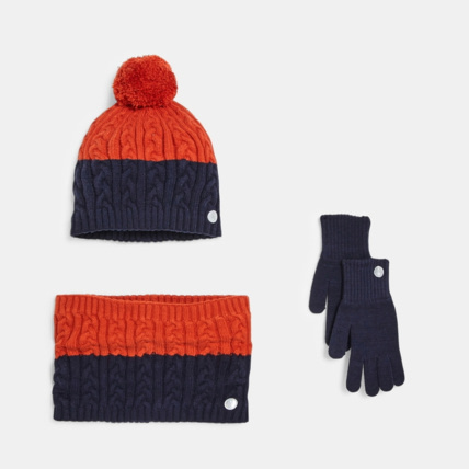 Avis Ensemble bonnet, gants et snood torsadés jaune garçon OKAIDI 1