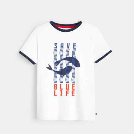Avis T-shirt coton bio à motif marin blanc garçon OKAIDI 1