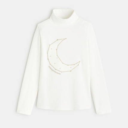 Avis T-shirt brodé à col montant blanc fille OKAIDI 2