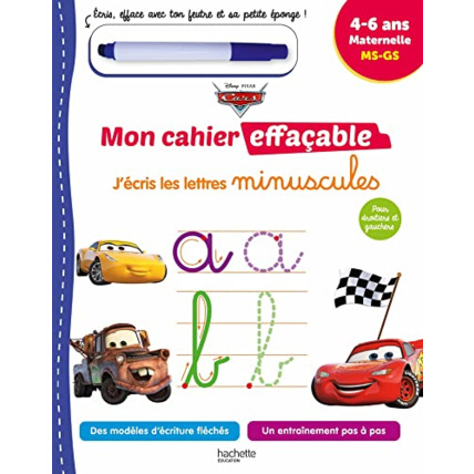 Avis Disney - Cars Mon cahier effaçable - J'écris les lettres minuscules (4-6 ans) Hachette Éducation 1