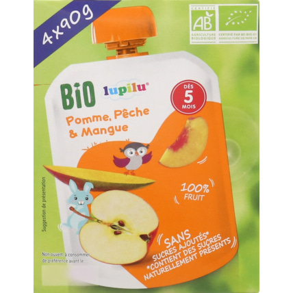 Avis Compotes en gourdes bio - Pomme, pêche et mangue lupilu® 1