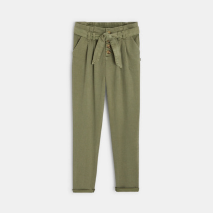 Avis Pantalon paper bag vert fille OKAIDI 2