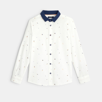 Avis Chemise imprimée de petits voiliers orange garçon OKAIDI 1