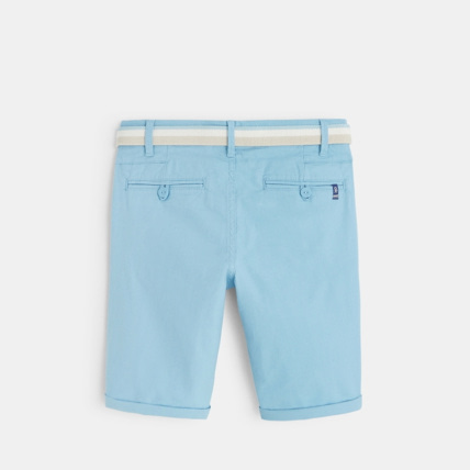 Avis Bermuda slim ceinturé en toile stretch turquoise garçon OKAIDI 2
