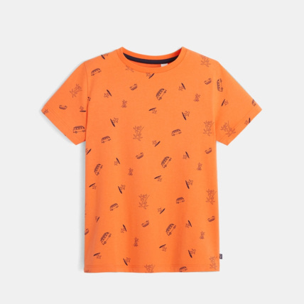 Avis T-shirt manches courtes à petits motifs orange garçon OKAIDI 1