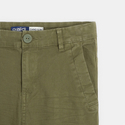 Avis Pantalon chino en twill de coton uni vert garçon OKAIDI 3